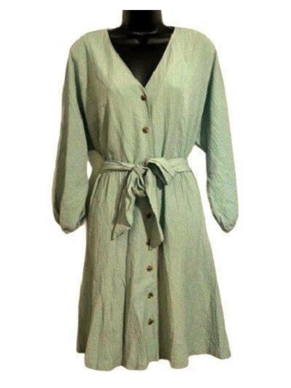 Calvin Klein Women’s Size 12 Sage Green Belted Button Front Midi Dress NWT